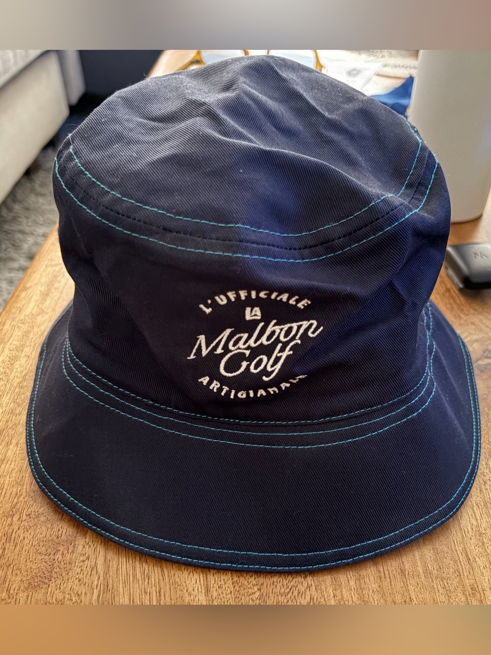 Malbon Golf Men’s Navy Bucket Hat - Size S/M - ~7.25” Diameter
